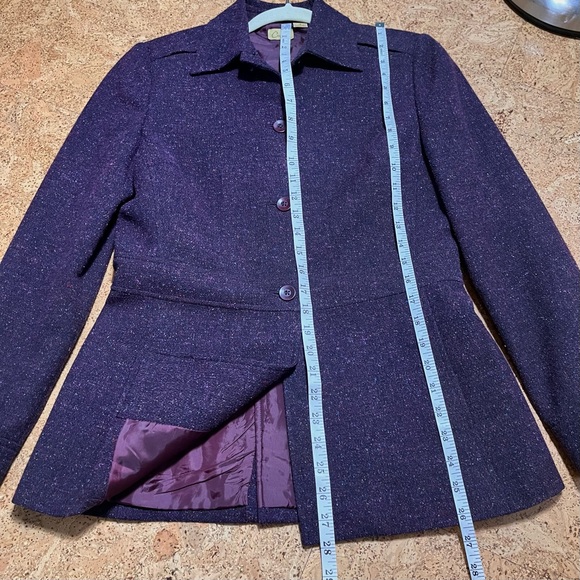 Caslon Wm’s Wool Silk Blend Tweed Blazer Jacket In Purple With Color Flecks Sz 4 - Picture 15 of 16